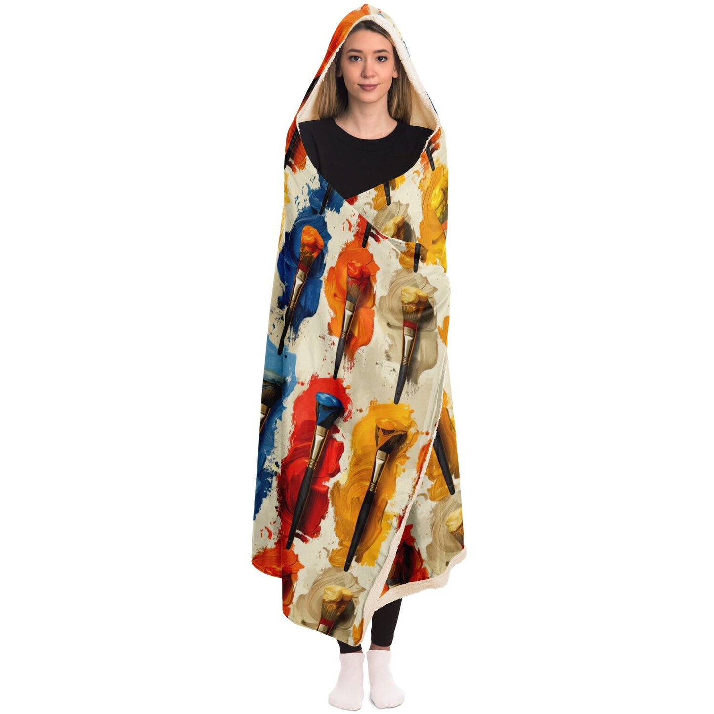 Vibrant Paintbrush Hooded Blanket