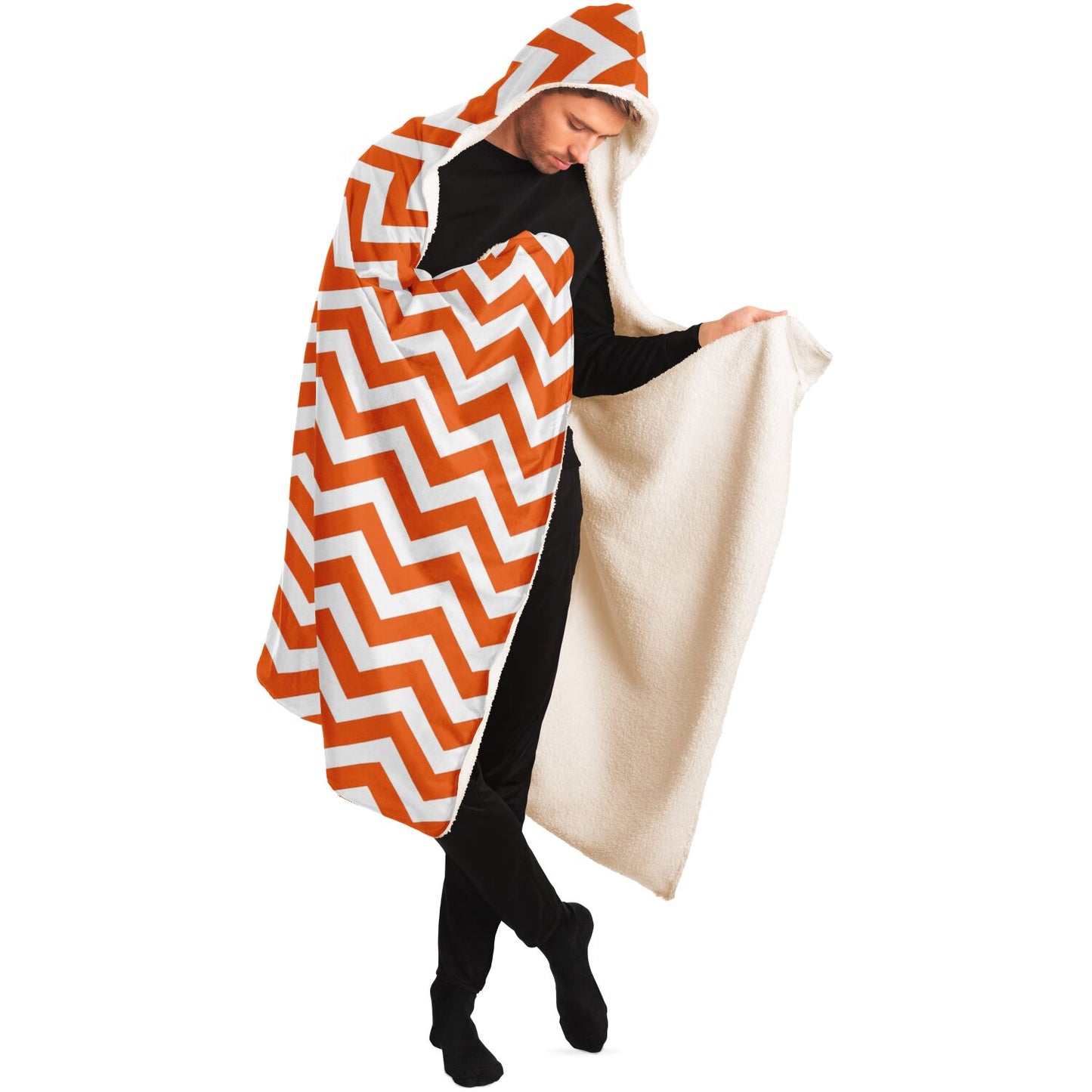 Bold Orange Chevron Hooded Blanket