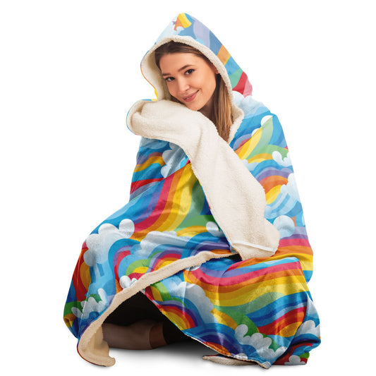 Cosy Rainbow Hooded Blanket