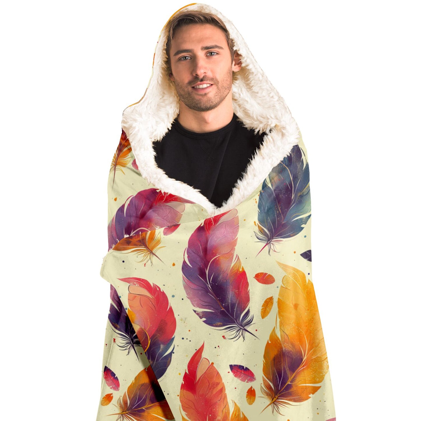 Whimsical Feather Dream Hooded Blanket