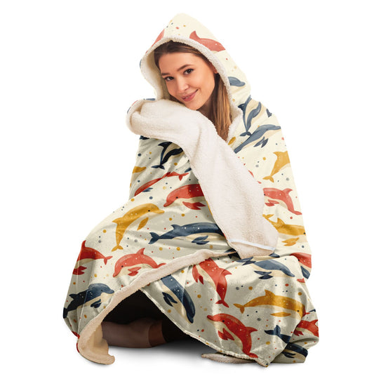 Cosy Dolphin Dance Hooded Blanket