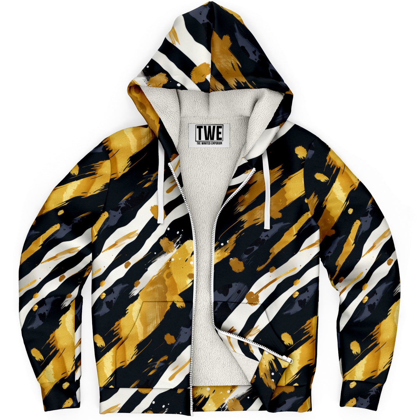 Wild Brushstroke Tiger Microfleece Zip hoodie - AOP