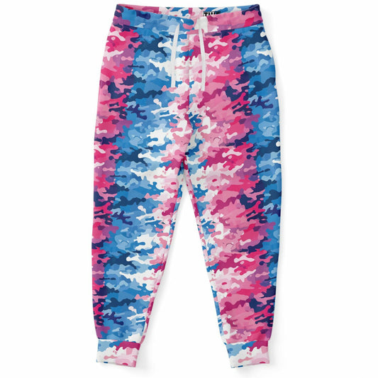 Vibrant Pink & Blue Camo Unisex Joggers - AOP