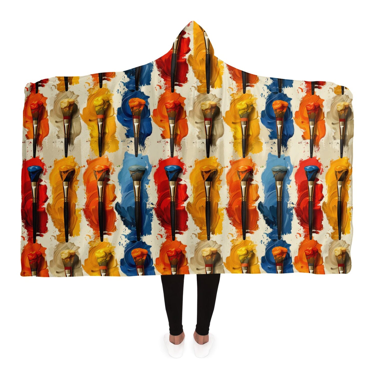 Vibrant Paintbrush Hooded Blanket