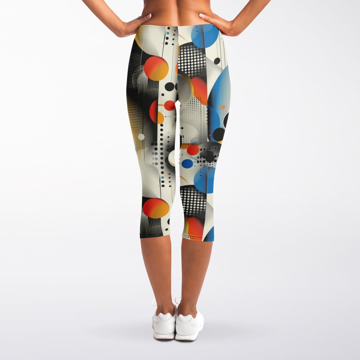 Abstract Modern Art High-Waisted Capri Leggings for Artistic Activewear - AOP