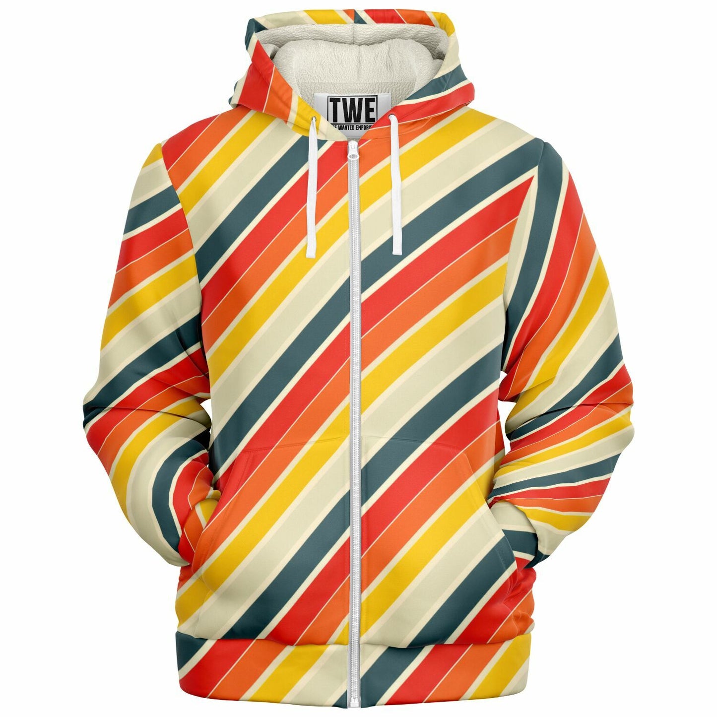 Retro Stripes Microfleece Zip hoodie - AOP