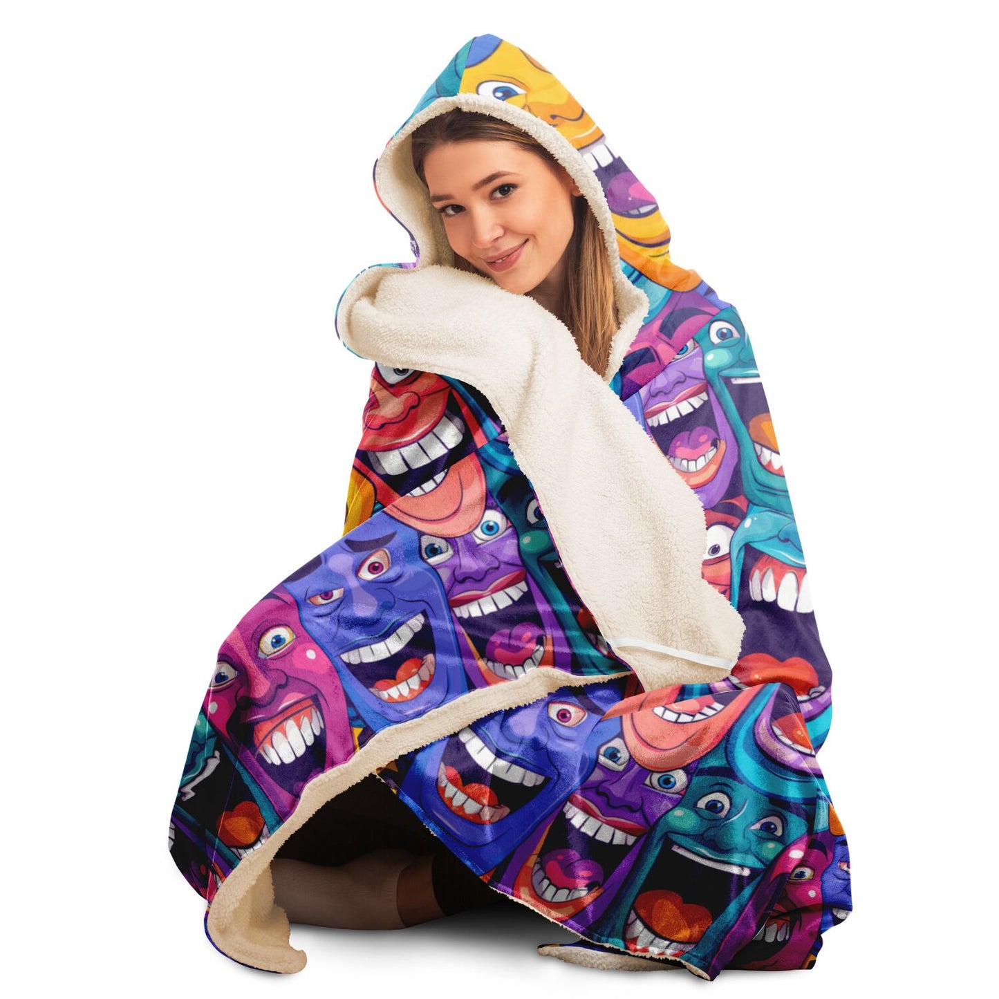 Laughing Faces Hooded Blanket