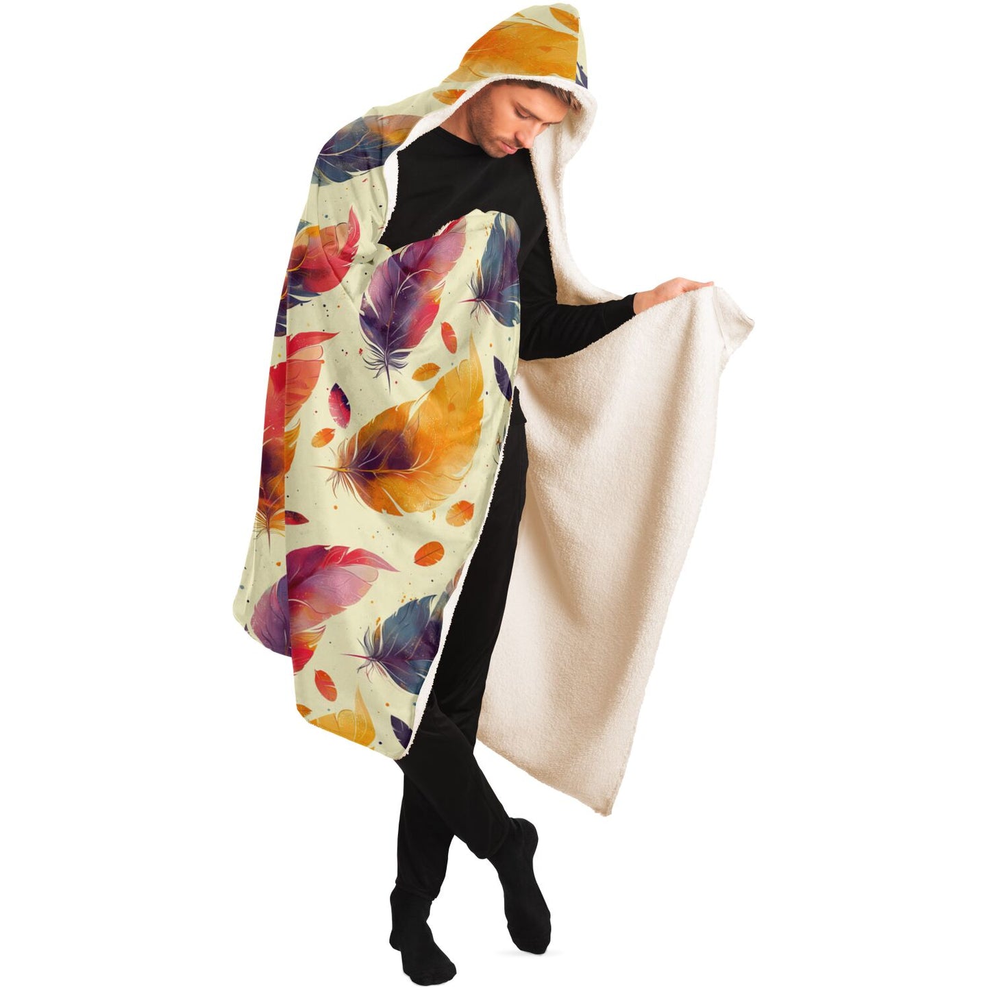 Whimsical Feather Dream Hooded Blanket