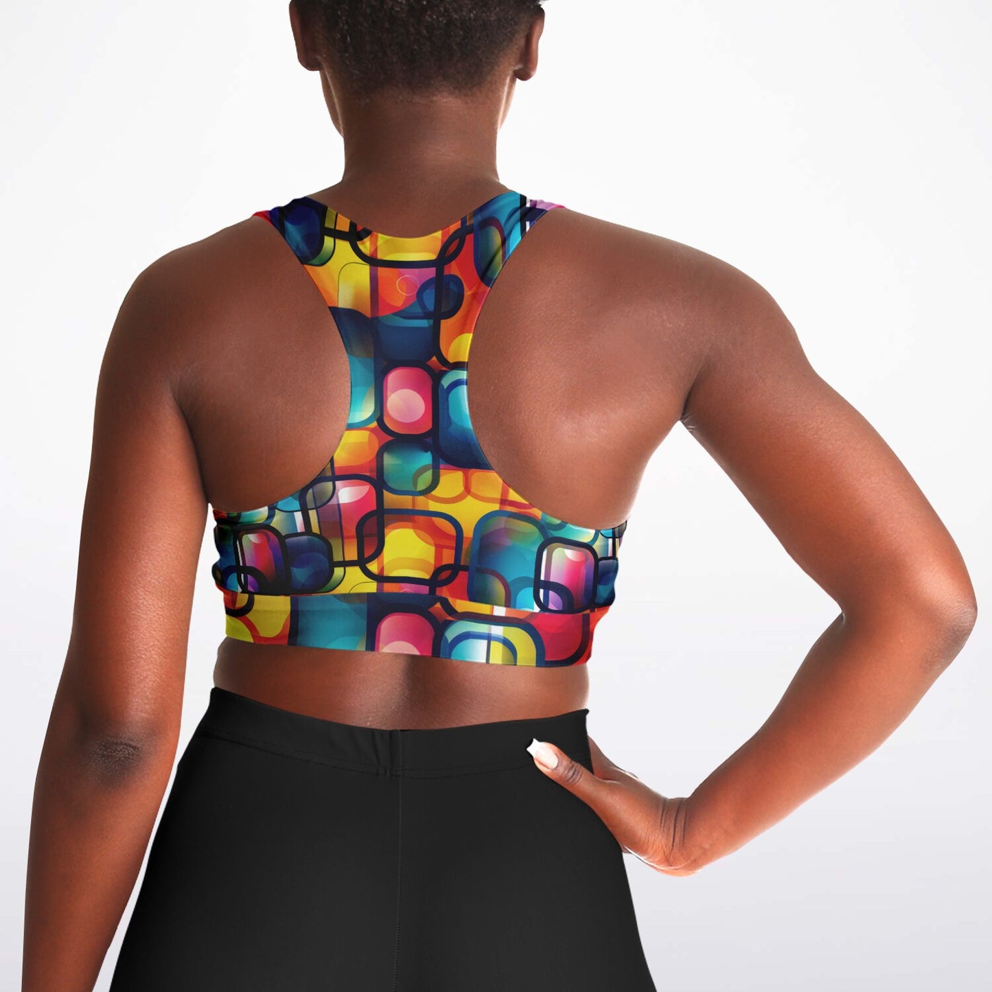 Vibrant Geometric Bliss Padded Sports Bra