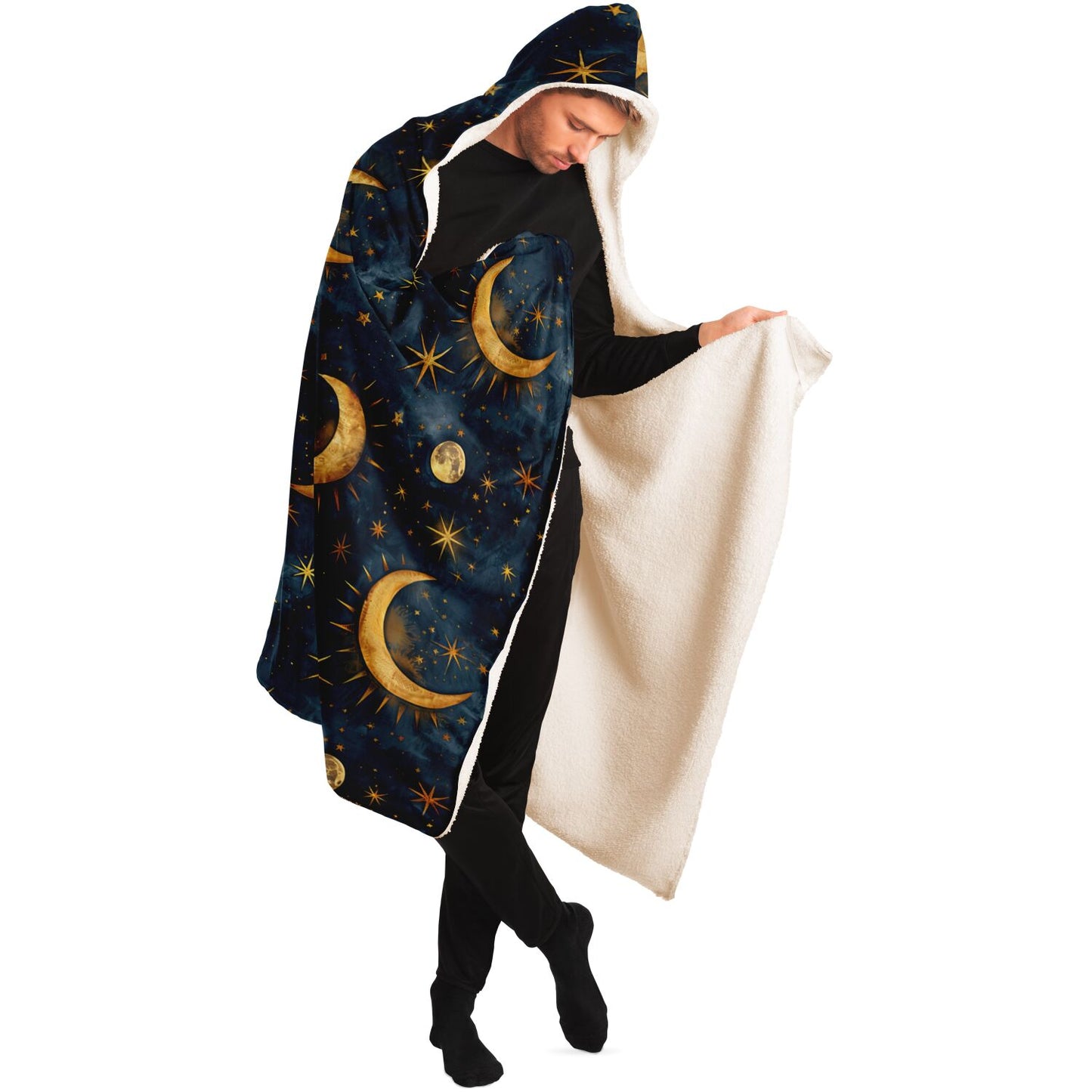 Mystic Moon and Stars Hooded Blanket