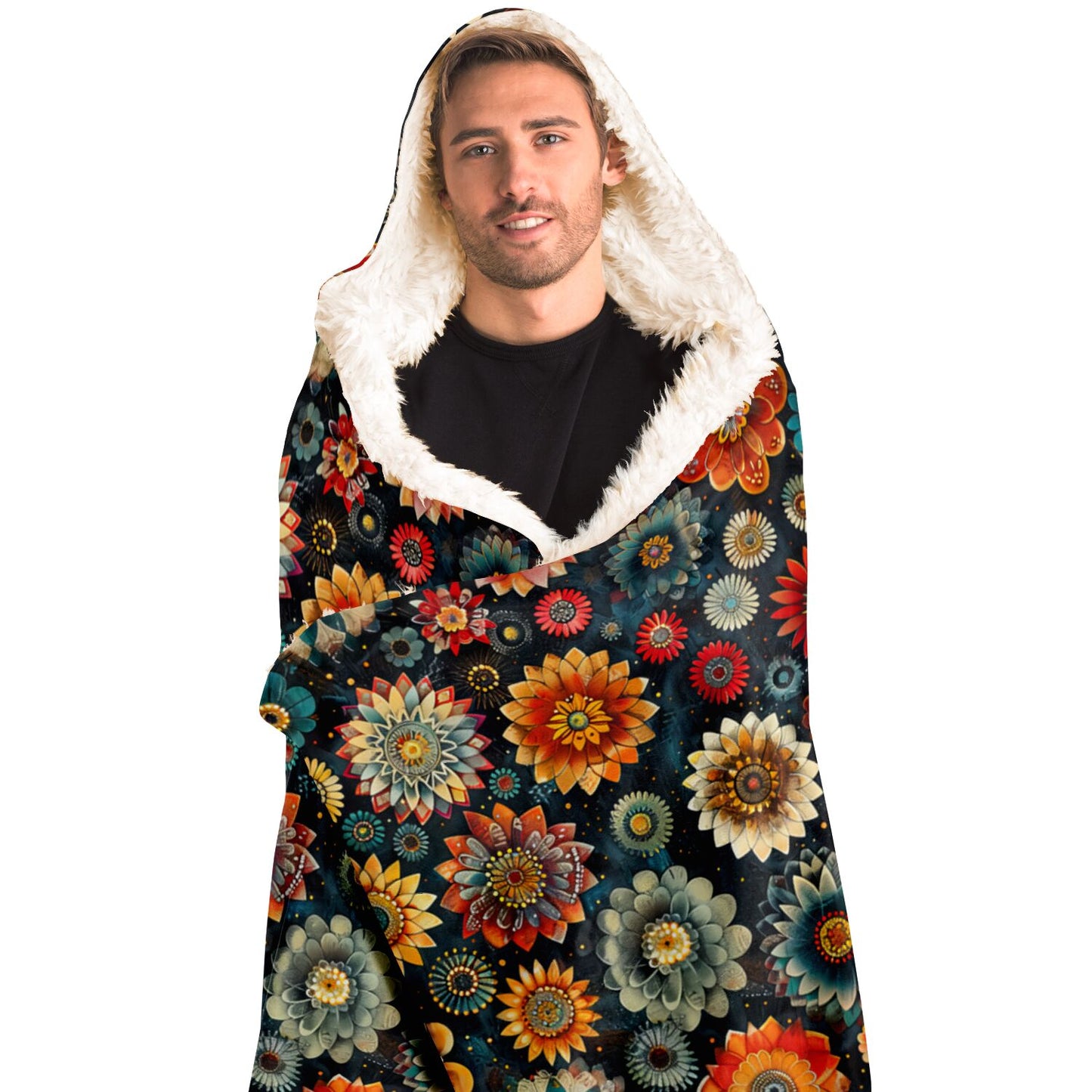 Boho Floral Bliss Hooded Blanket