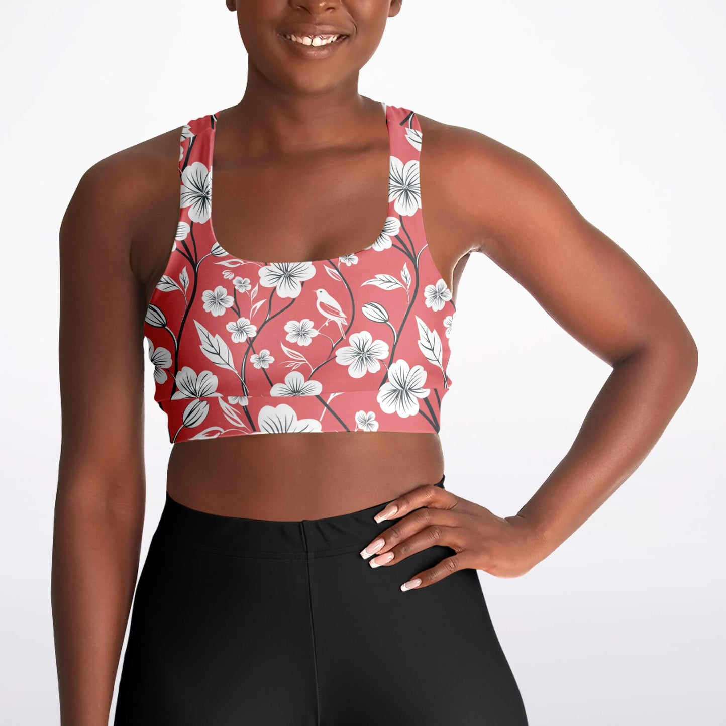 Floral Elegance Padded Sports Bra