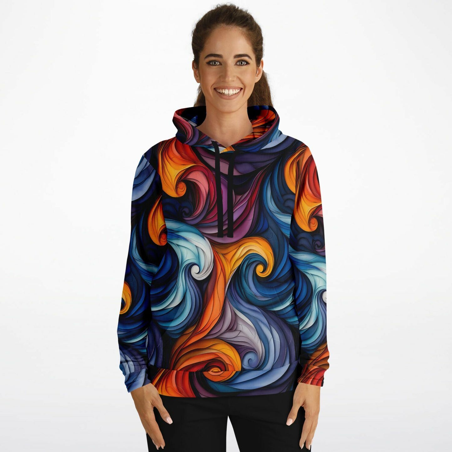 Vibrant Swirls Women's Hoodie for Bold and Artistic Style - AOP