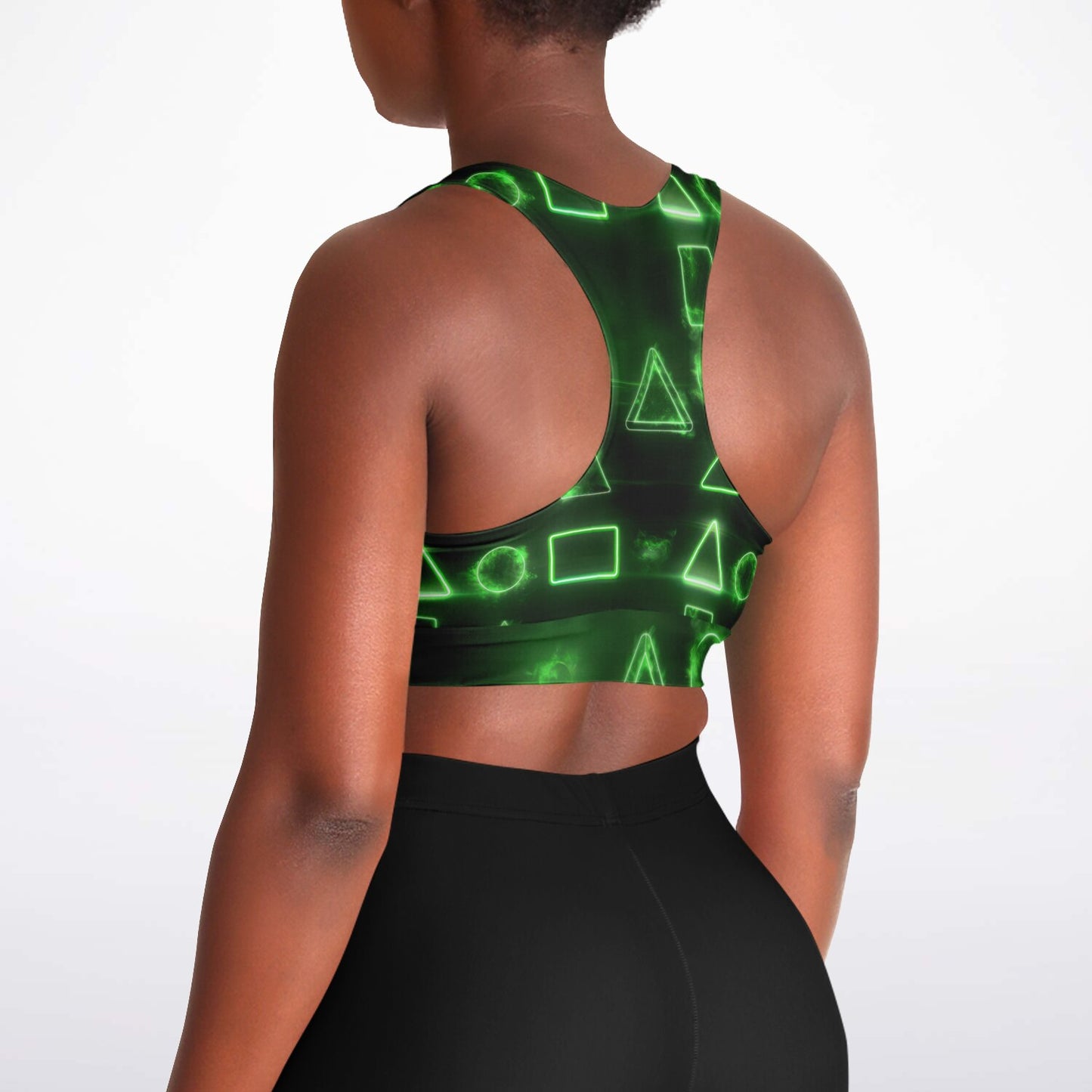 Neon Geometric Glow Sports Bra