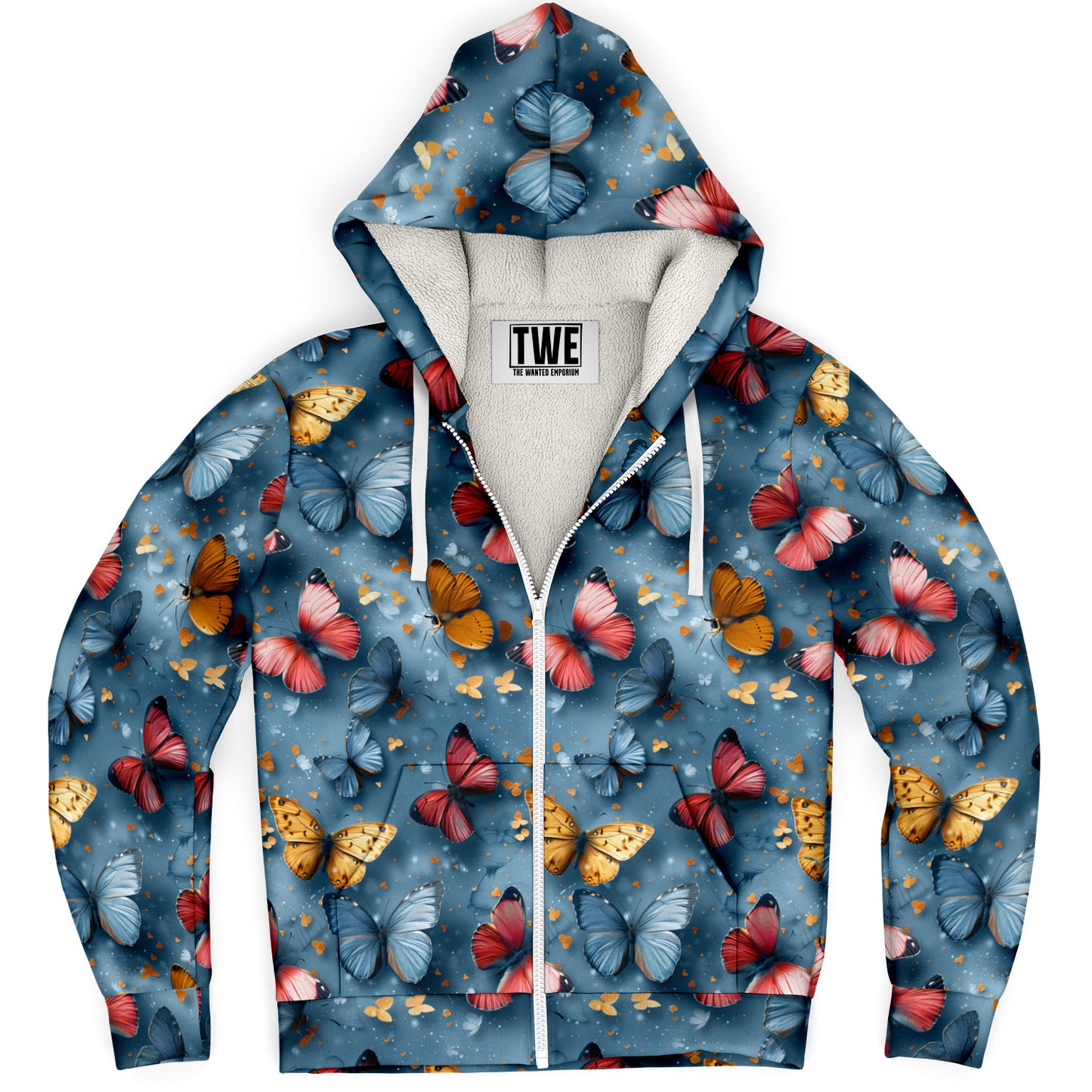 Whimsical Butterfly Microfleece Zip hoodie - AOP