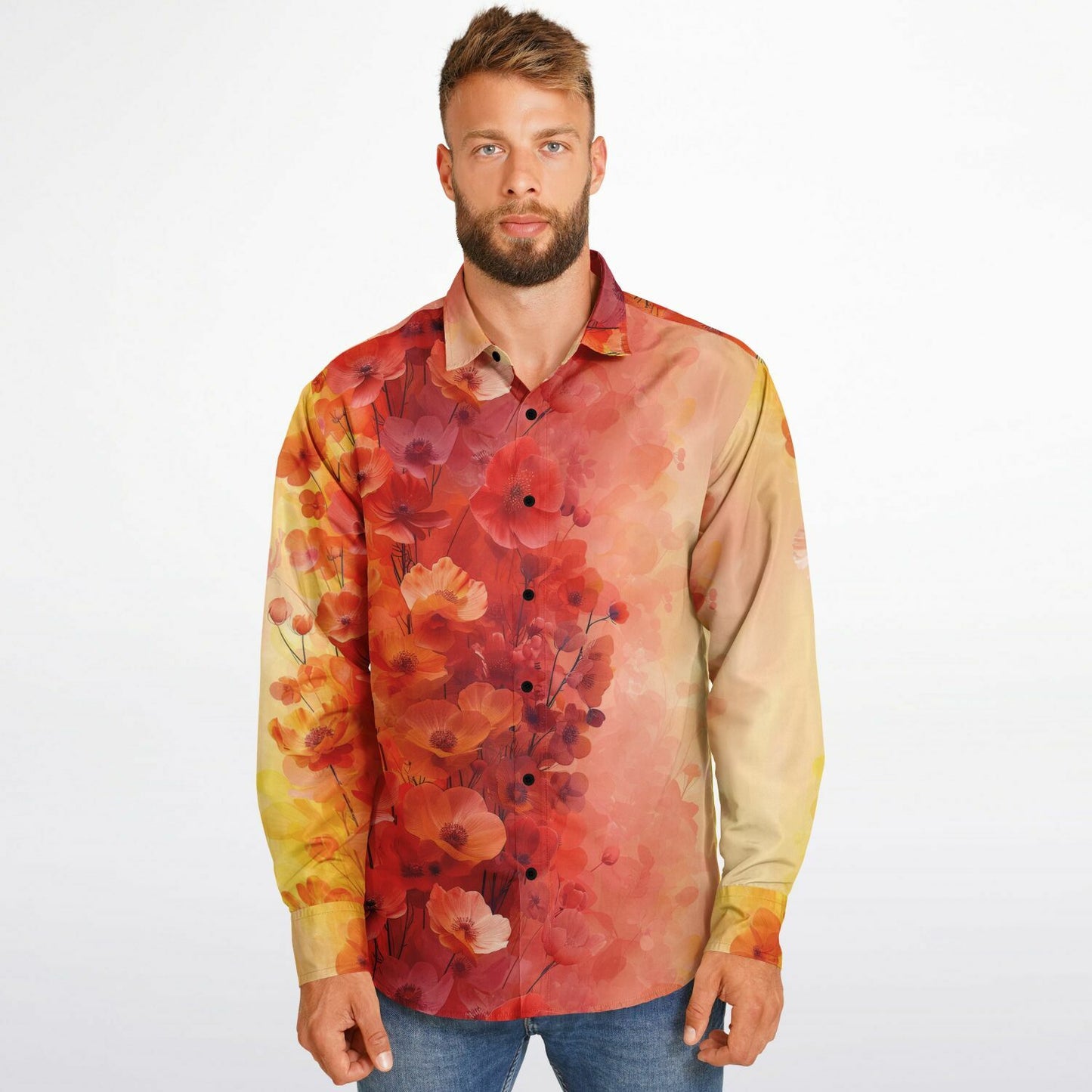 Vibrant Floral Long Sleeve Button Down Shirt