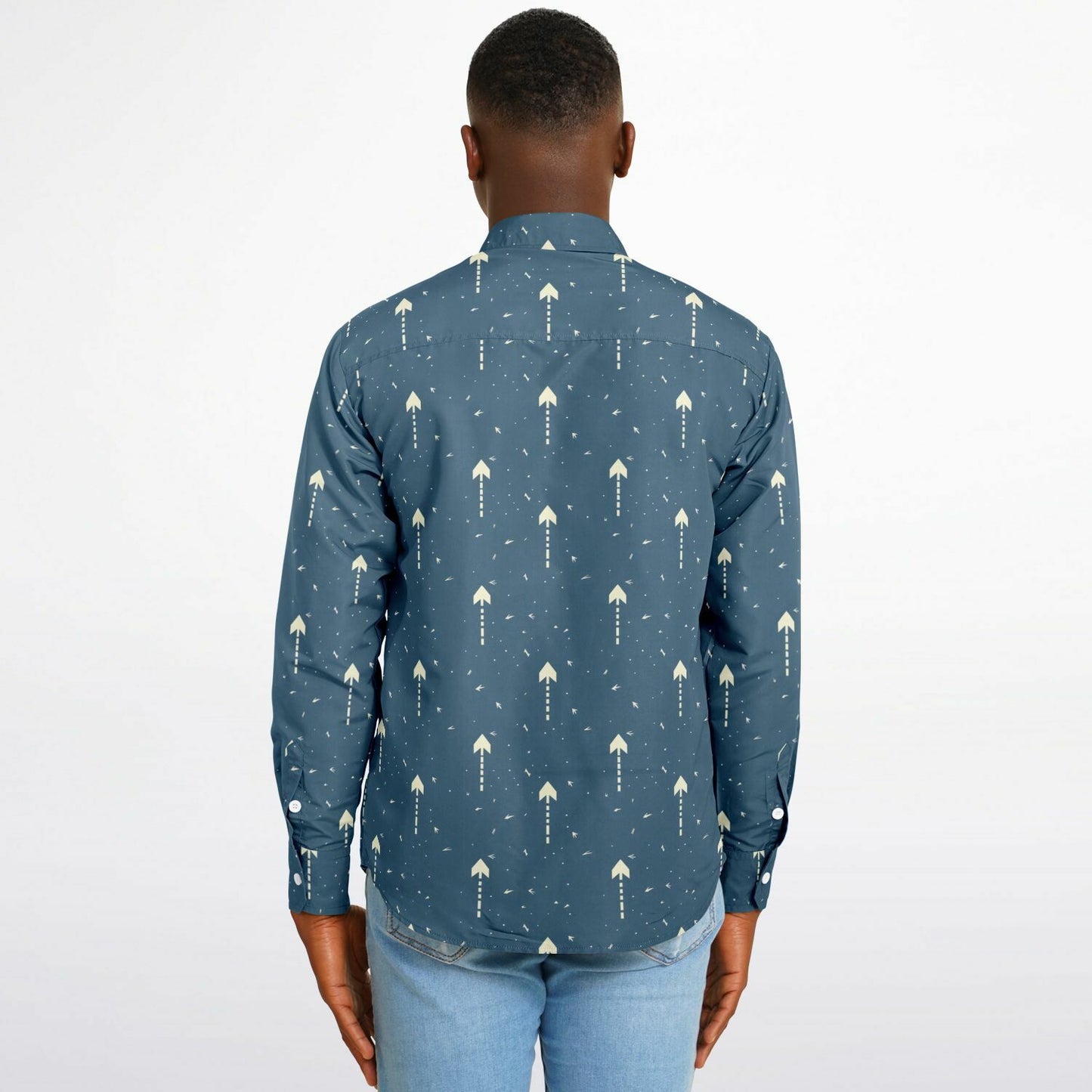 Upward Arrows Long Sleeve Button Down Shirt