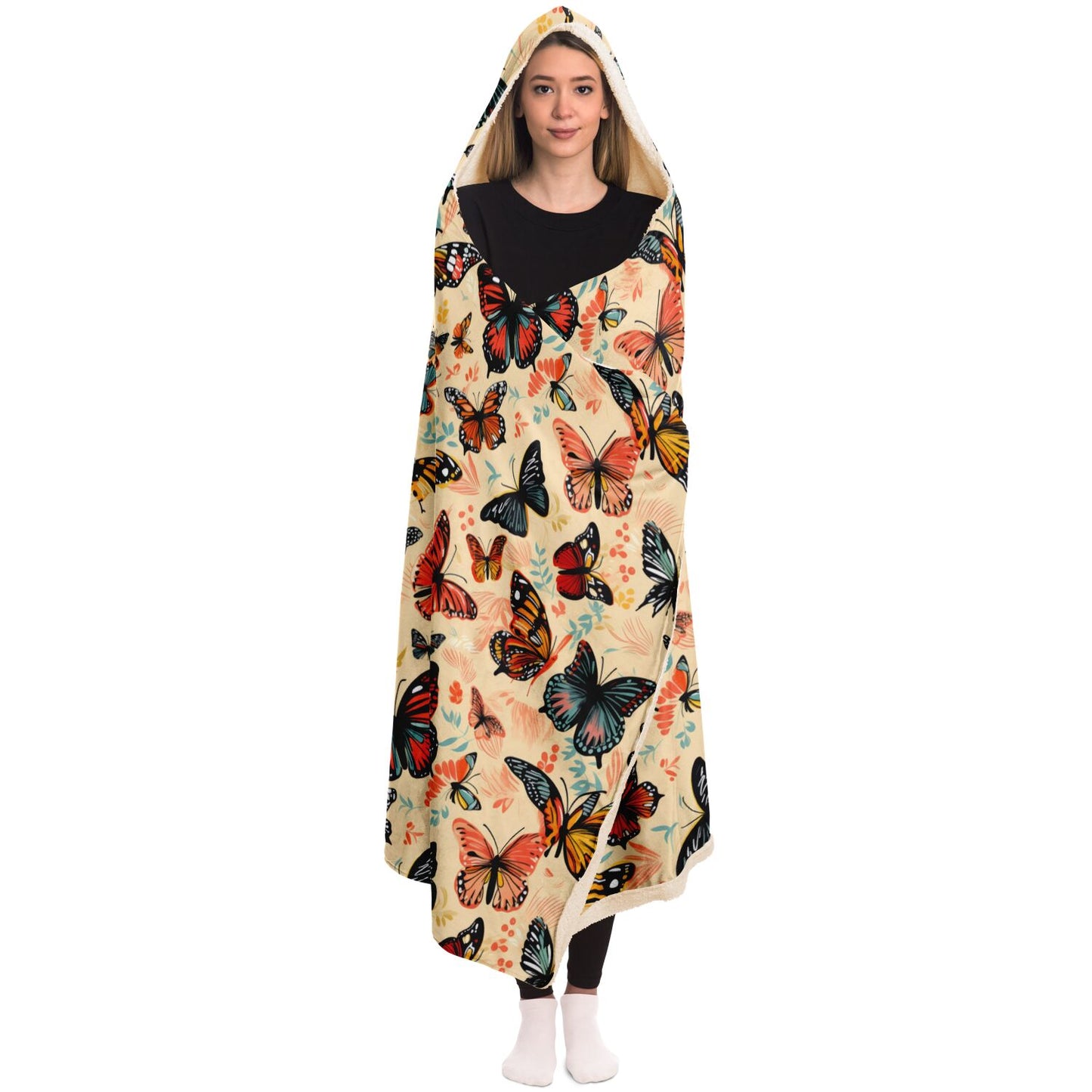 Butterfly Garden Hooded Blanket