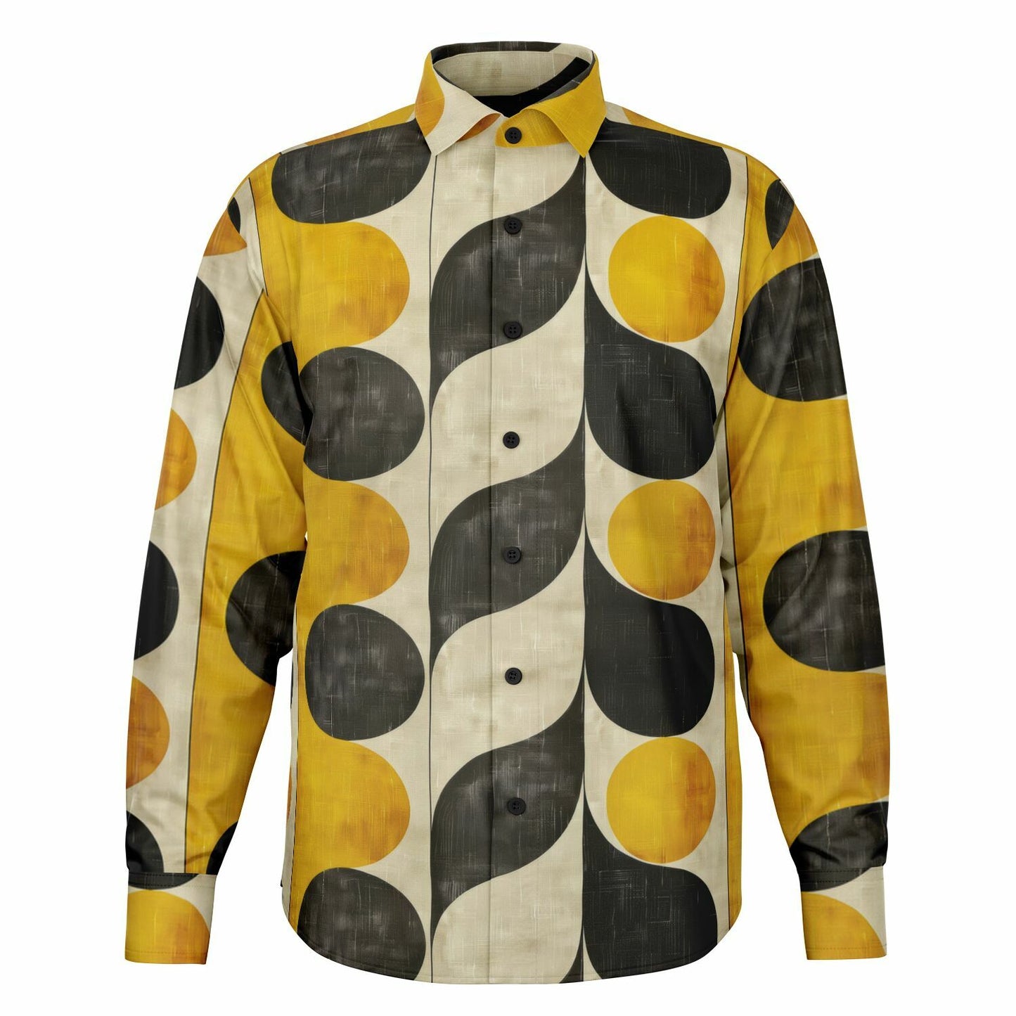 Retro Circles Long Sleeve Button Down Shirt