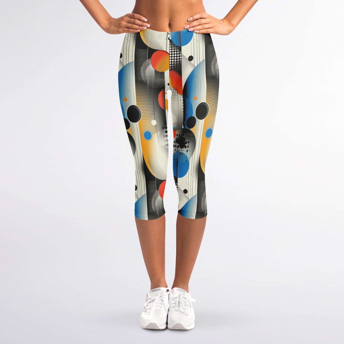 Abstract Modern Art High-Waisted Capri Leggings for Artistic Activewear - AOP