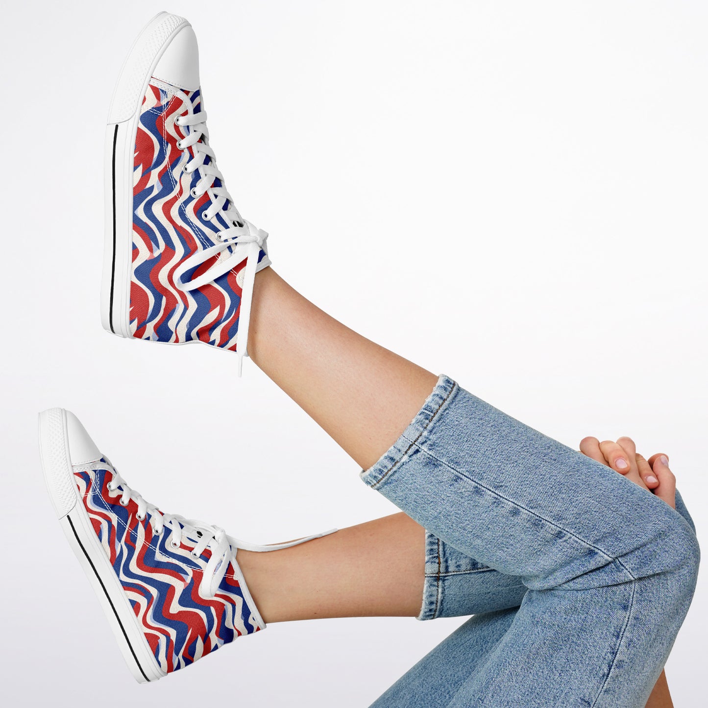 Urban Peak High-Top Shoes with Retro Waves Design