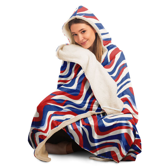 Patriotic Waves Hooded Blanket