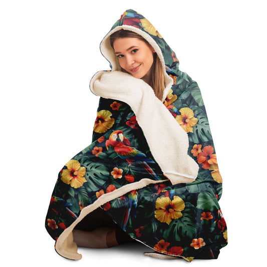 Tropical Paradise Parrot Hooded Blanket