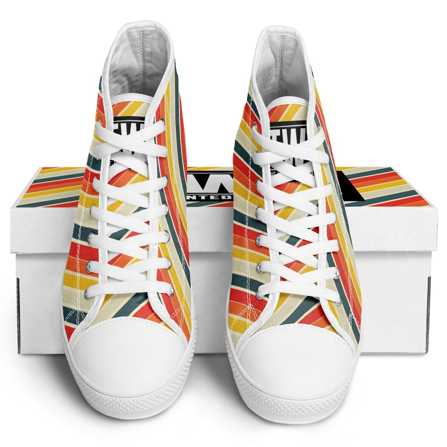 Urban Peak High-Top Shoes with Vibrant Diagonal Stripes Design