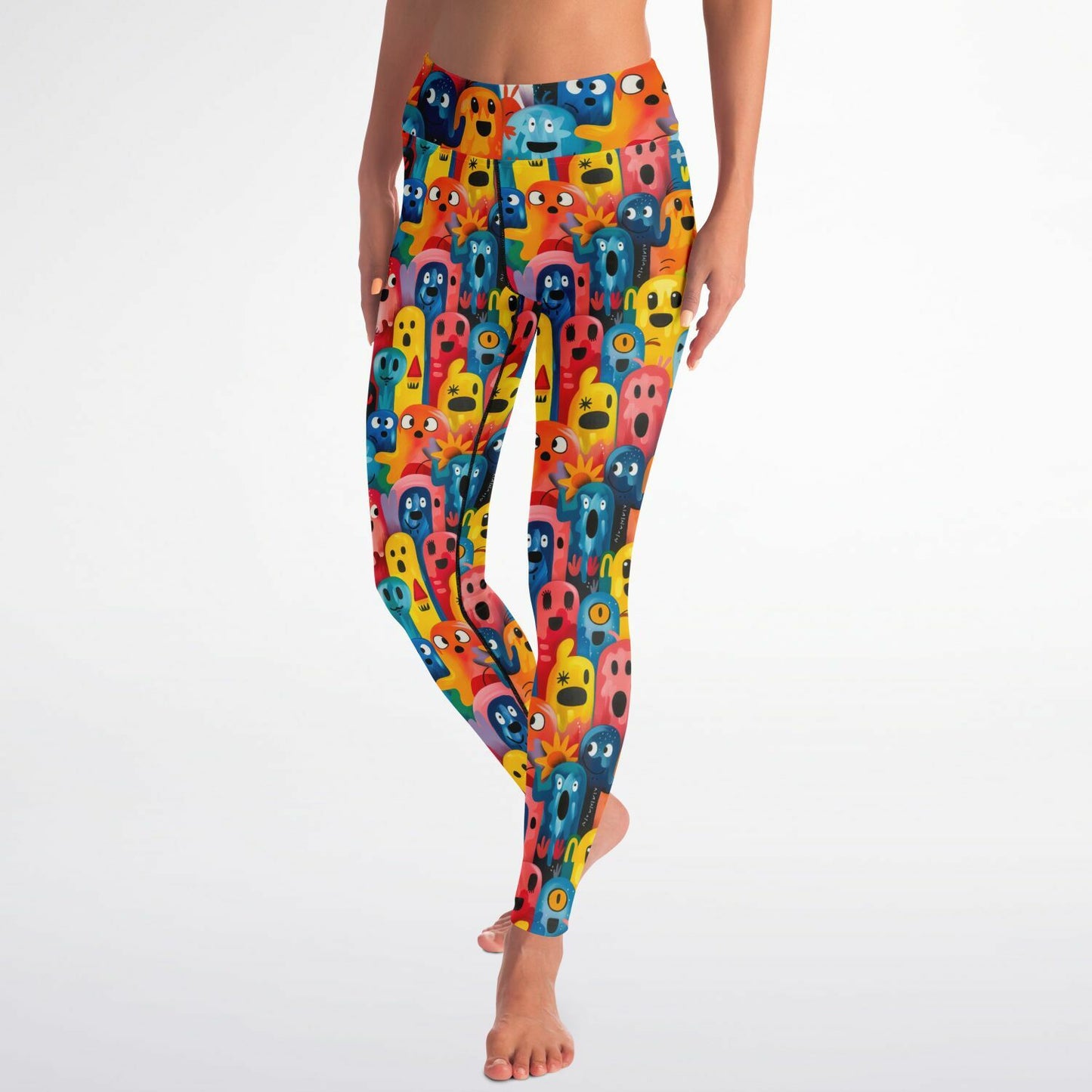 Colorful Monster Faces Yoga Leggings - AOP