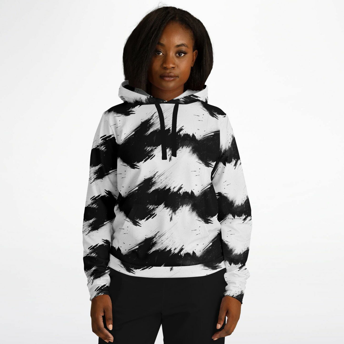 Monochrome Brushstroke Unisex Hoodie - AOP