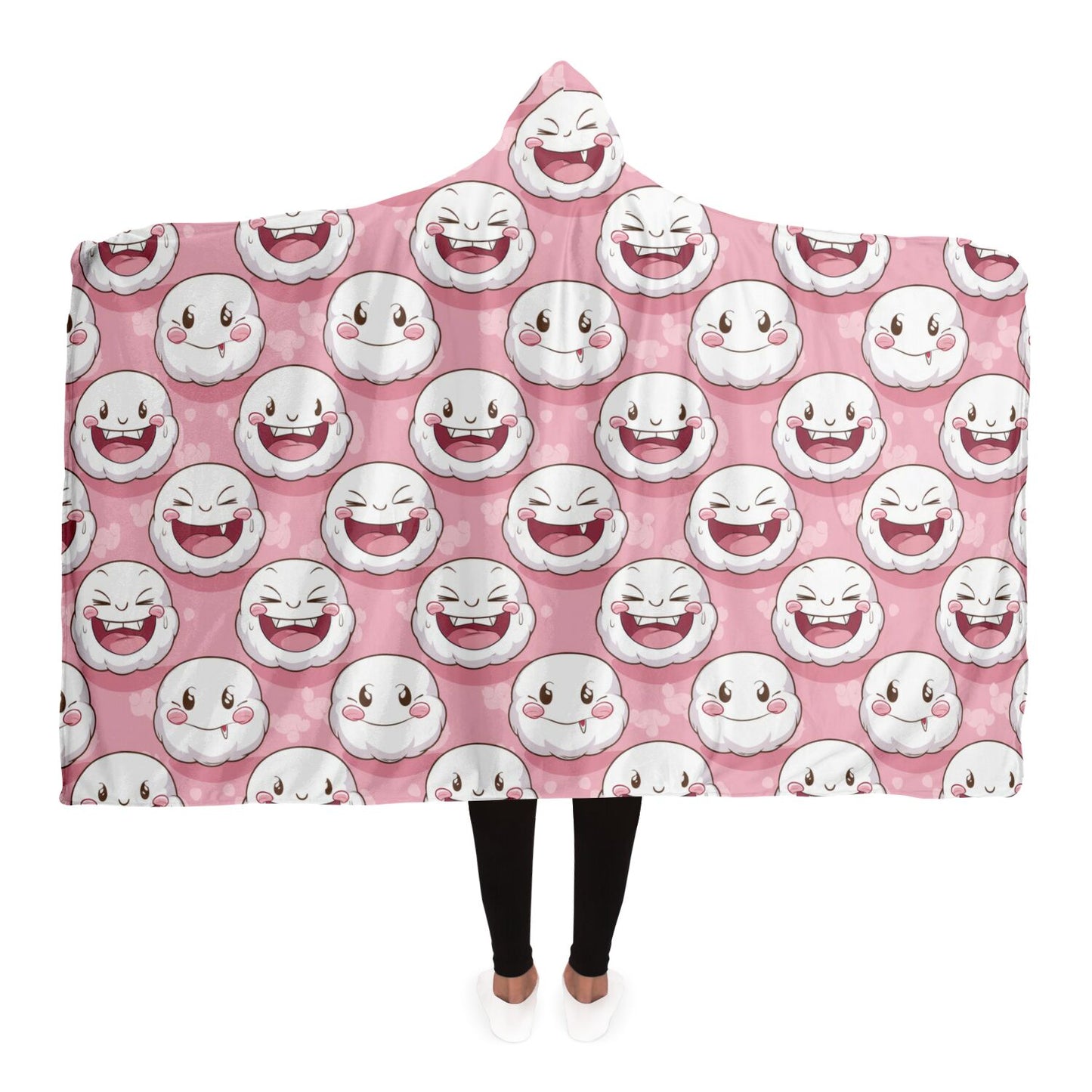 Cute Cartoon Faces Hooded Blanket