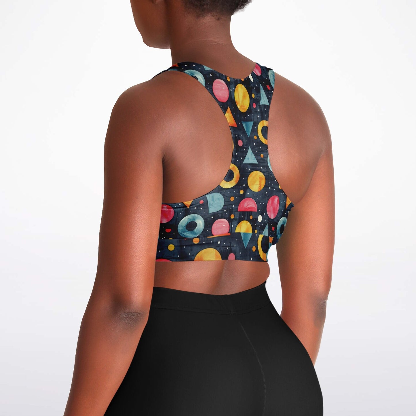 Retro Geometric Pattern Sports Bra