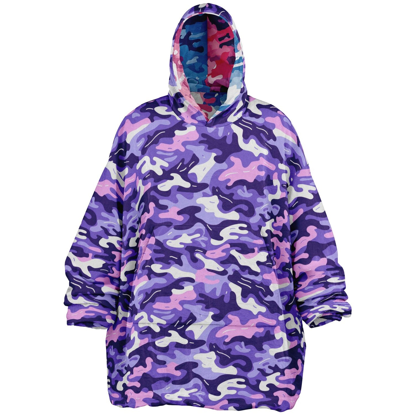 Reversible Snug Hoodie - Purple and Pink Camo Designs - AOP