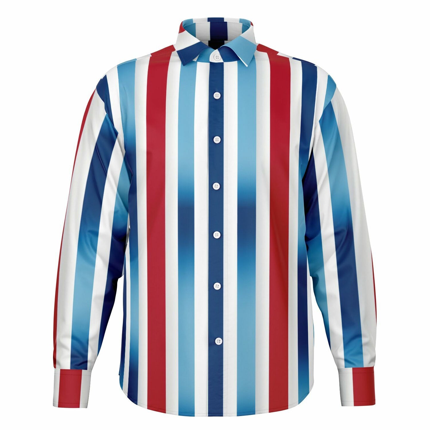 Patriotic Stripes Long Sleeve Button Down Shirt