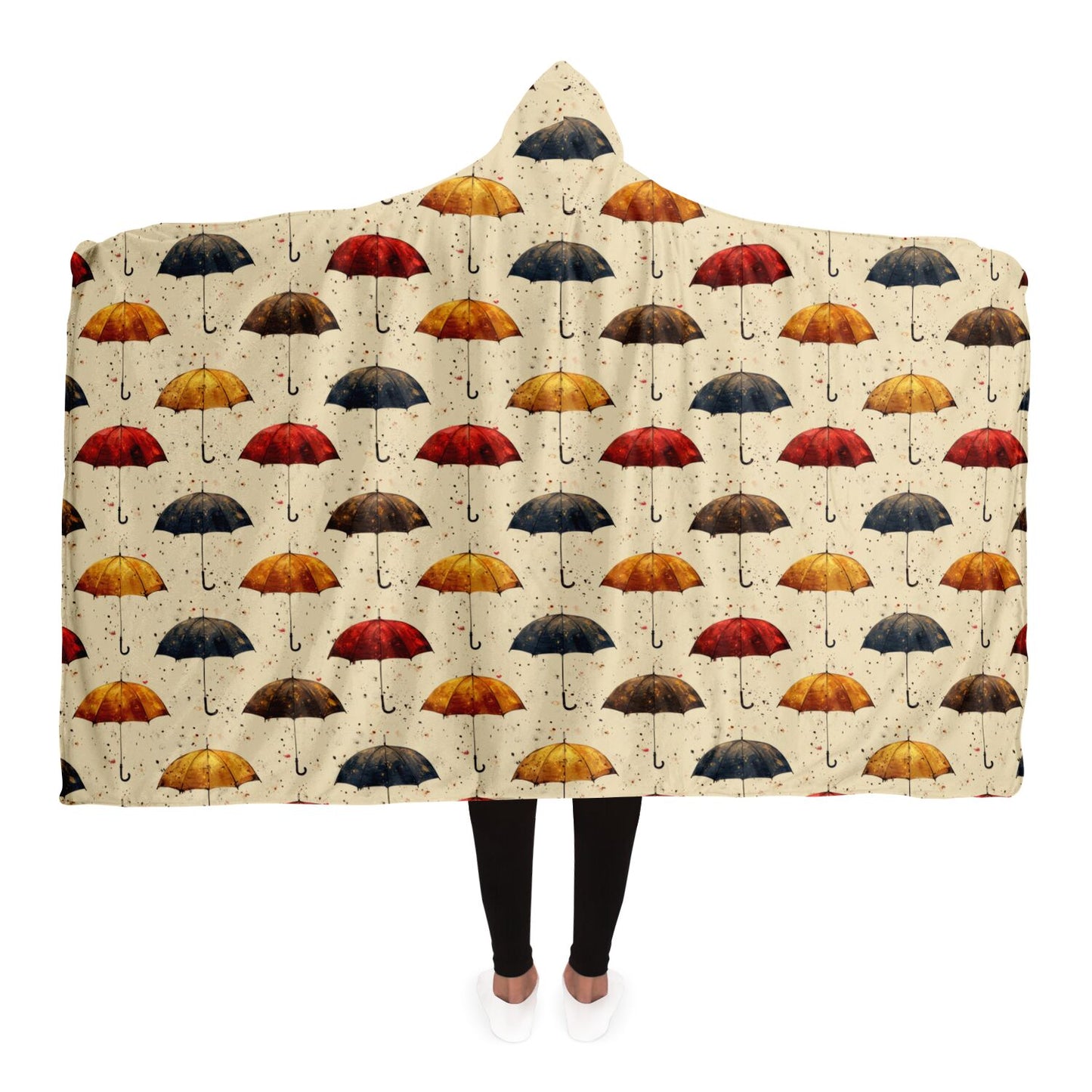 Vintage Umbrella Pattern Hooded Blanket