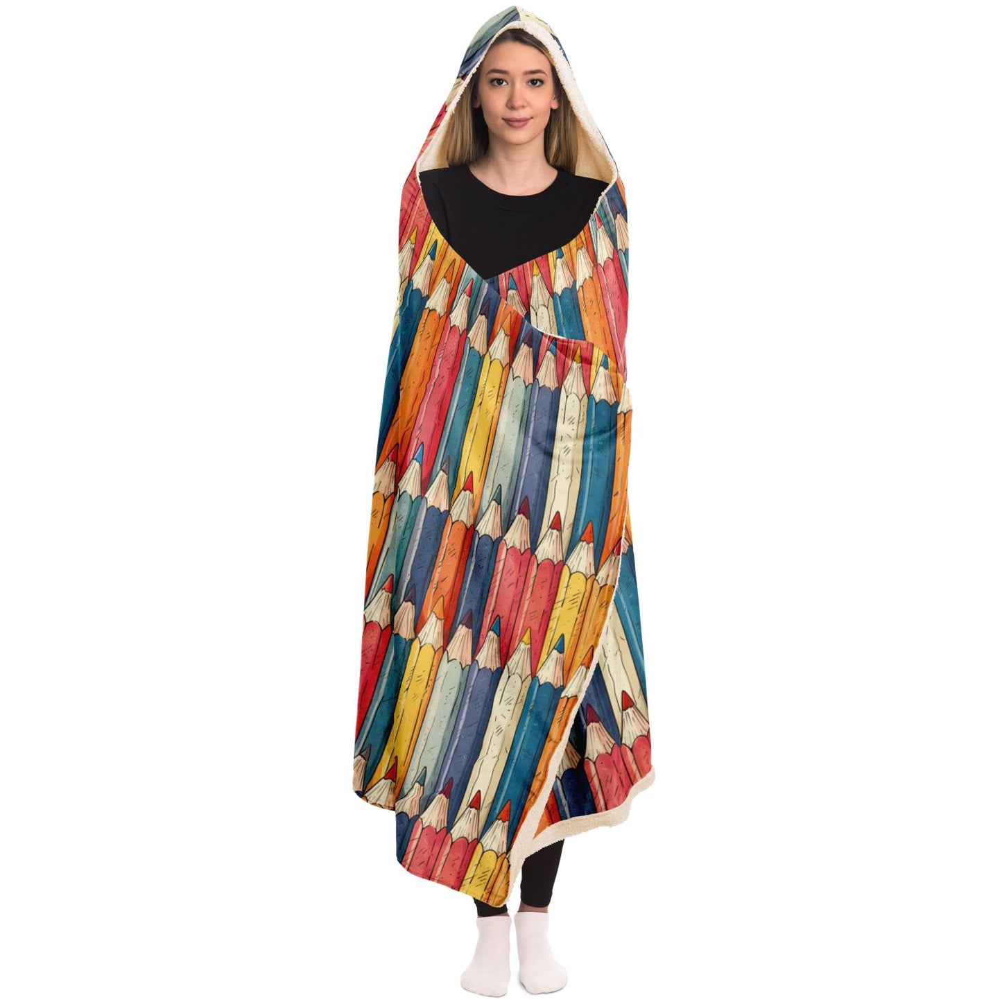 Colorful Pencil Hooded Blanket