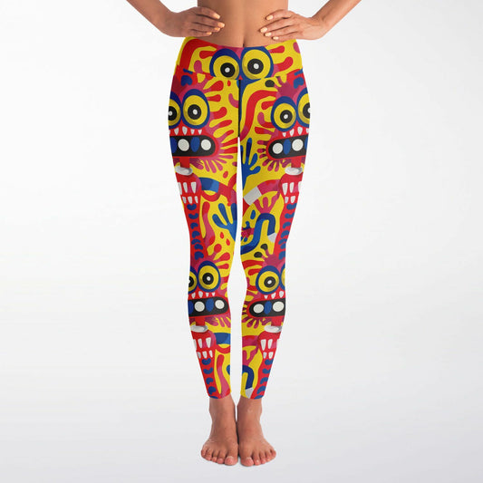 Abstract Monster Faces Yoga Leggings - AOP