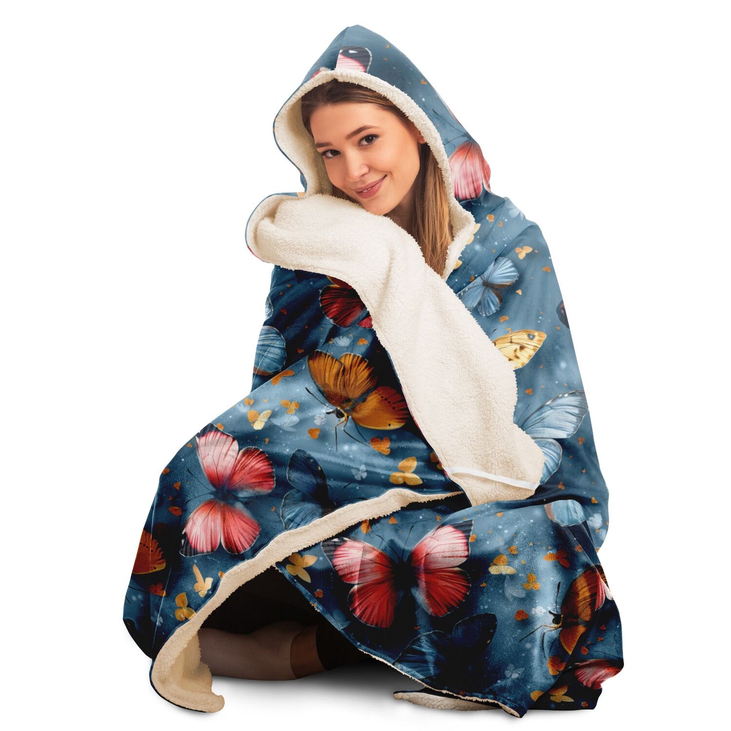 Fluttering Butterfly Hooded Blanket