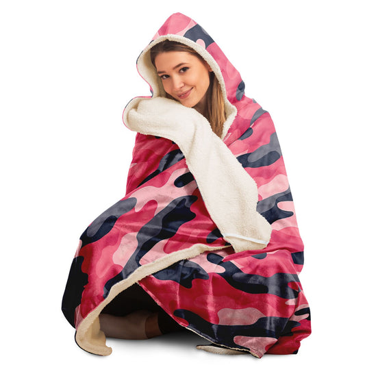 Pink Camo Hooded Blanket