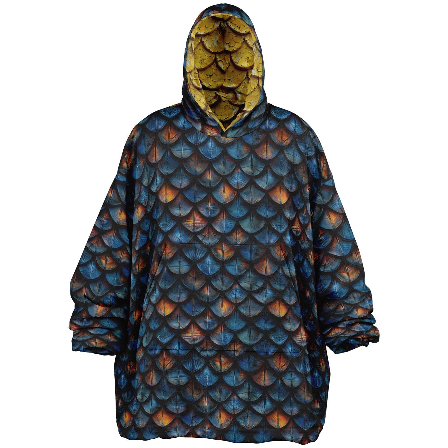 Reversible Snug Hoodie - Golden Scales and Deep Sea Scales Designs - AOP